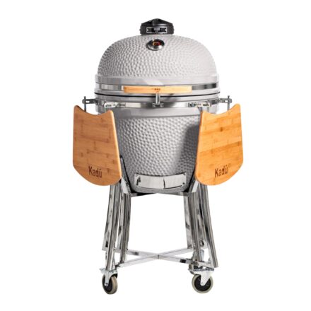 parrilla kamado bbq grill kadu k21 ahumador ceramico blanco con funda