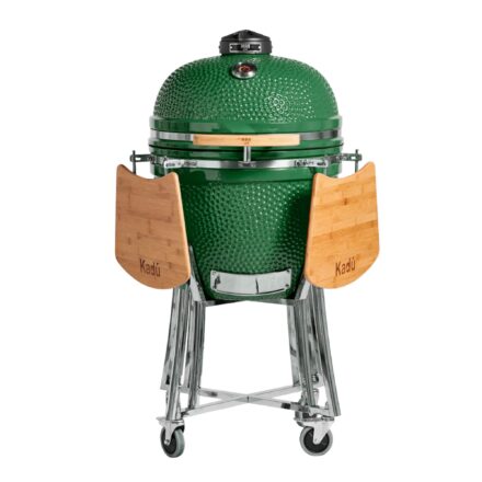 Parrilla Kamado Bbq Grill Kadu K23 Ahumador Ceramico Verde con funda