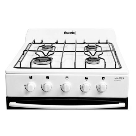 cocina escorial master classic a gas 4 hornallas blanca puerta con visor gn