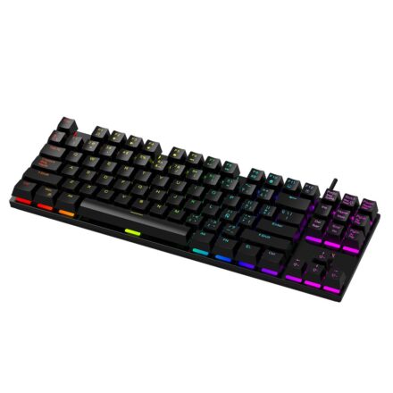 teclado gamer compacto movil logix mk87 ghost buster rgb negro