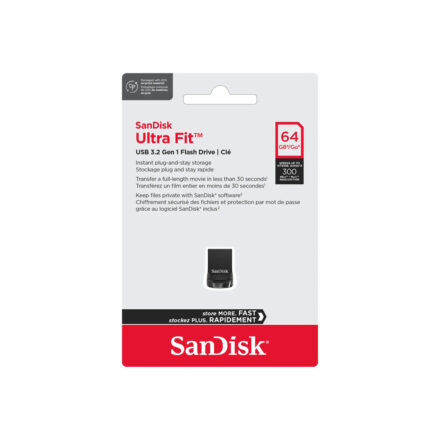 Pendrive | SanDisk | Ultra Fit | 64GB USB-A 3.2 Gen 1 300MB/s Negro Compacto