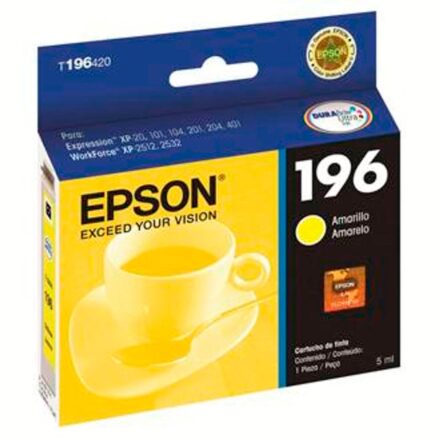 cartucho de tinta epson 196, color amarillo, 4 ml