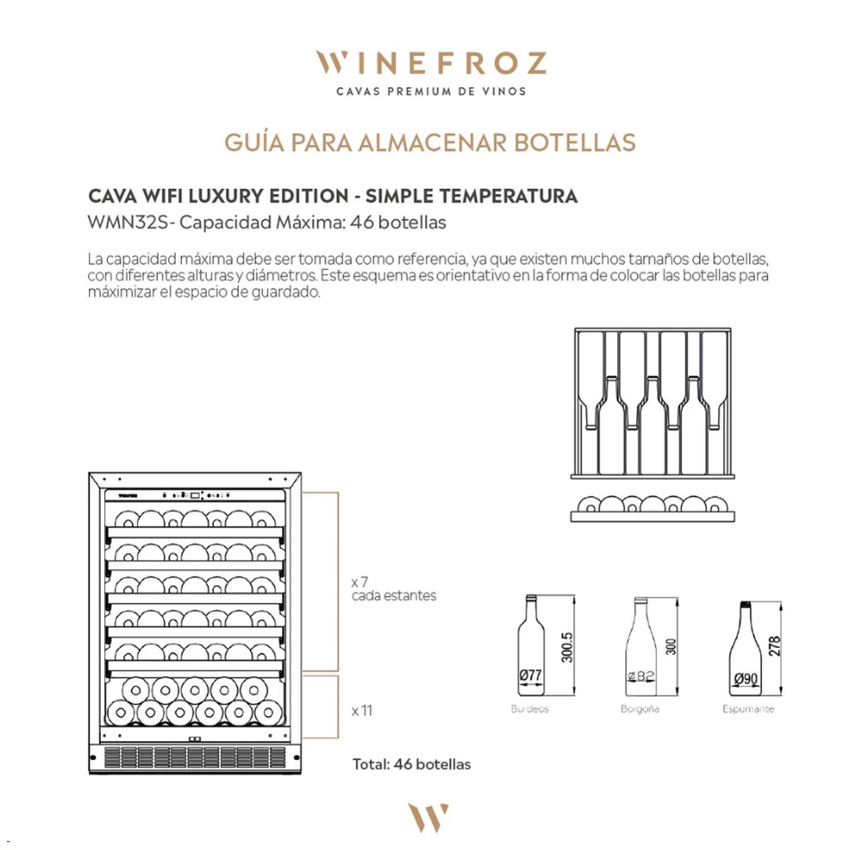 cava winefroz wifi acero inox 46 bot – simple temperatura cava winefroz wifi acero inox 46 bot – simple temperatura