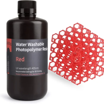 RESINA ELEGOO LAVABLE AL AGUA 1 KG ROJA TRASLUCIDA
