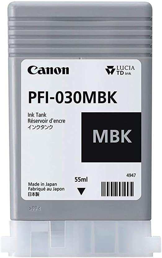 CARTUCHO CANON PFI 030MBK NEGRO MATE 55ml IMAGEPROGRAF TA-20 TA-30 TM-240 TM-340 CARTUCHO CANON PFI 030MBK NEGRO MATE 55ml IMAGEPROGRAF TA-20 TA-30 TM-240 TM-340