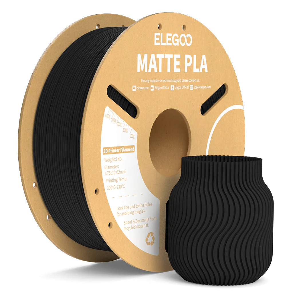 FILAMENTO ELEGOO PLA MATTE-1.75mm-1KG-NEGRO MATTE FILAMENTO ELEGOO PLA MATTE-1.75mm-1KG-NEGRO MATTE