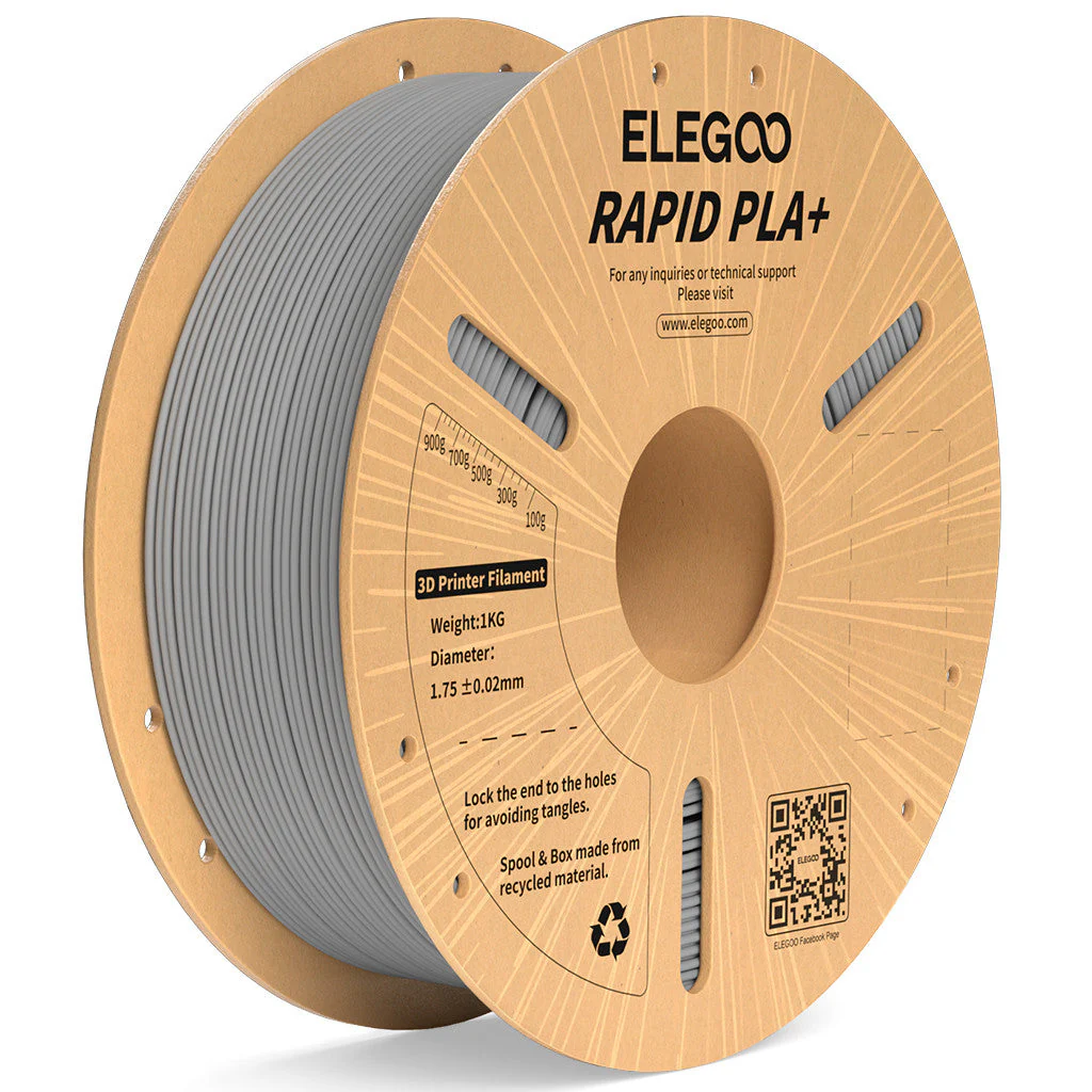 Filamento 3D | Elegoo | Rapid PLA Plus | 1.75 mm 1 kg Grey 600 mm/s Filamento 3D | Elegoo | Rapid PLA Plus | 1.75 mm 1 kg Grey 600 mm/s