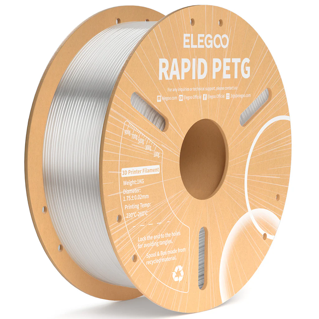 FILAMENTO ELEGOO PETG RAPIDA -1.75mm -1KG – TRANSLUCIDO FILAMENTO ELEGOO PETG RAPIDA -1.75mm -1KG – TRANSLUCIDO