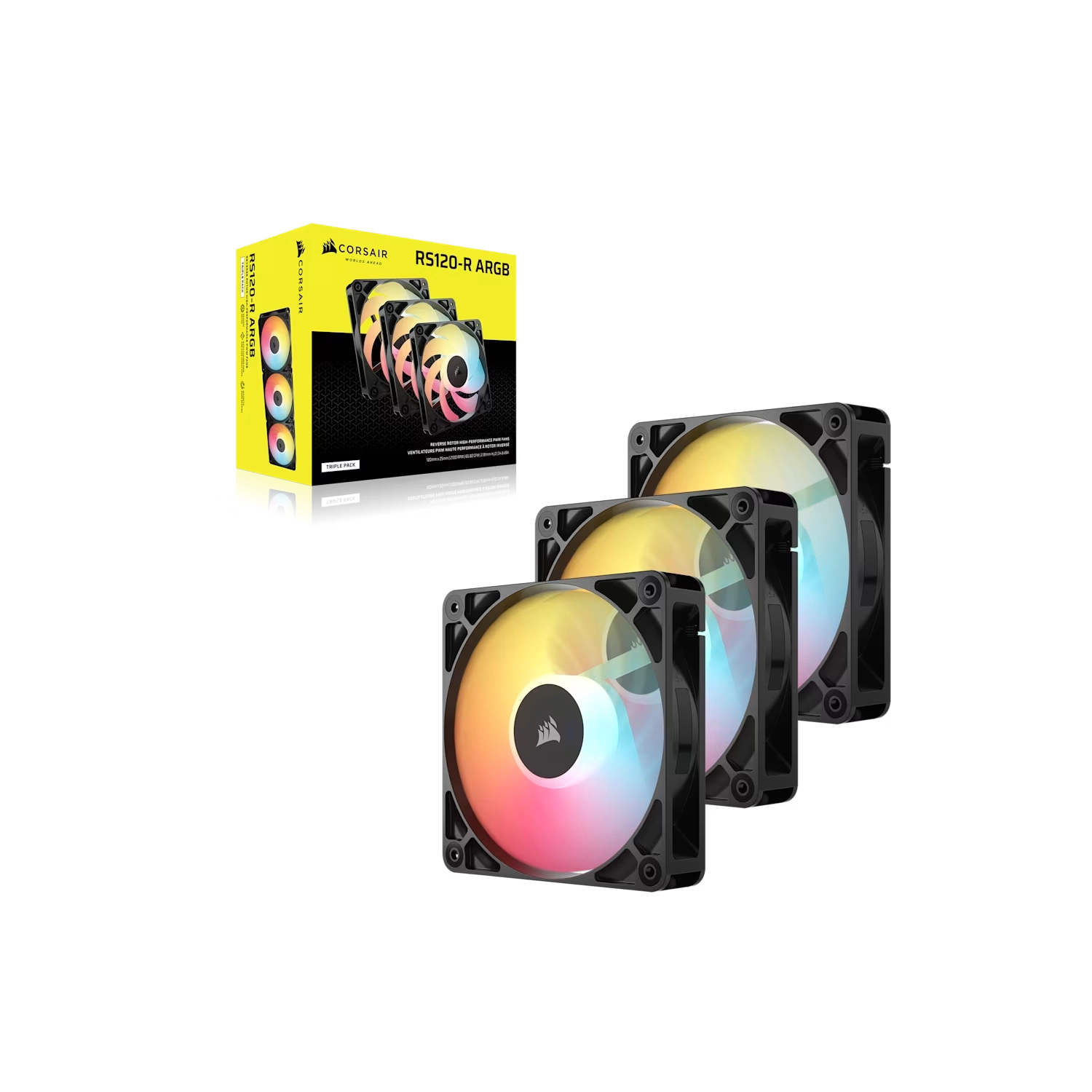 Kit de ventiladores | CORSAIR | RS120-R ARGB | 3x 120 mm PWM RGB - 3 Kit de ventiladores | CORSAIR | RS120-R ARGB | 3x 120 mm PWM RGB