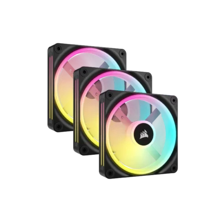 Kit de ventiladores CORSAIR PWM de 120 mm QX120 RGB x3 negro con iCUE Link Kit de ventiladores CORSAIR PWM de 120 mm QX120 RGB x3 negro con iCUE Link