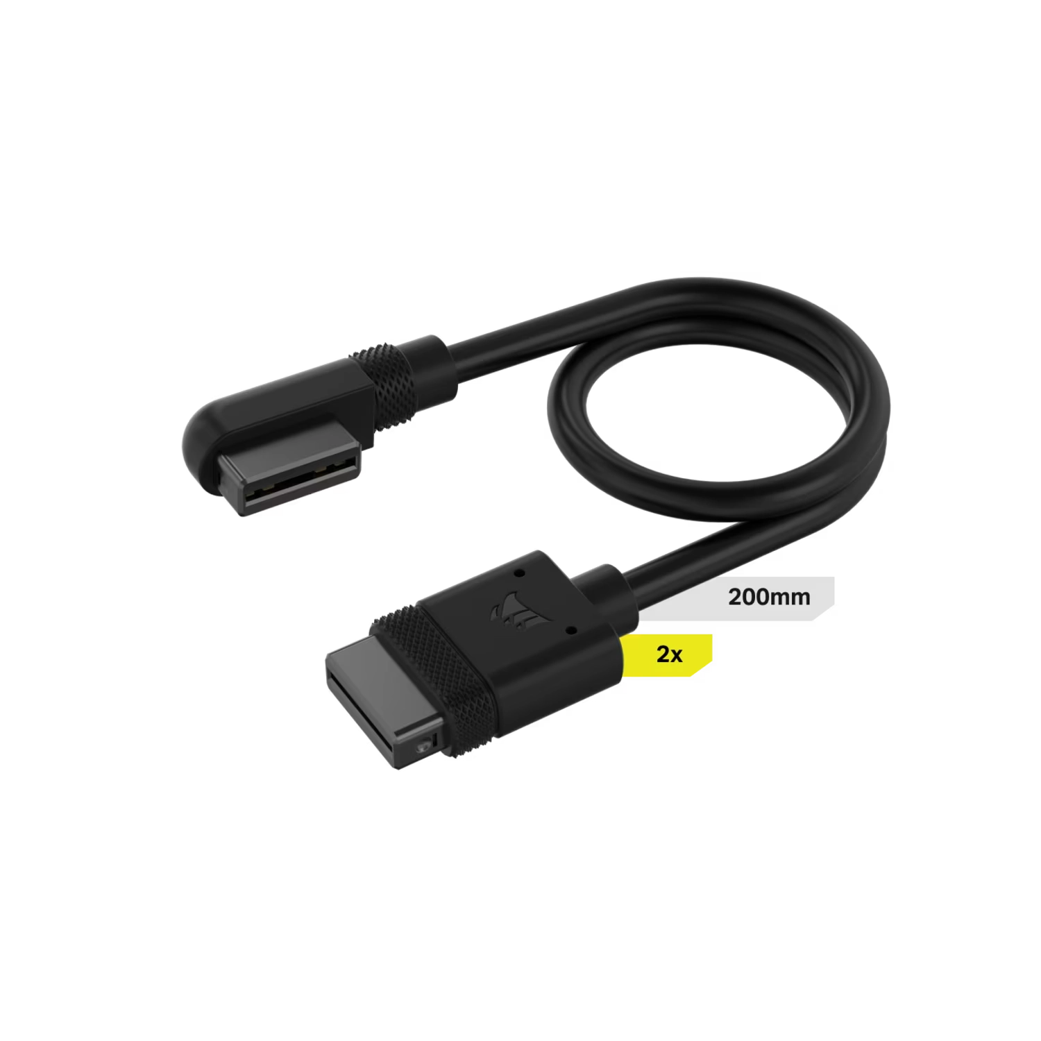 Cable | CORSAIR | iCUE LINK 2x 200mm | recto/slim 90° negro Cable | CORSAIR | iCUE LINK 2x 200mm | recto/slim 90° negro