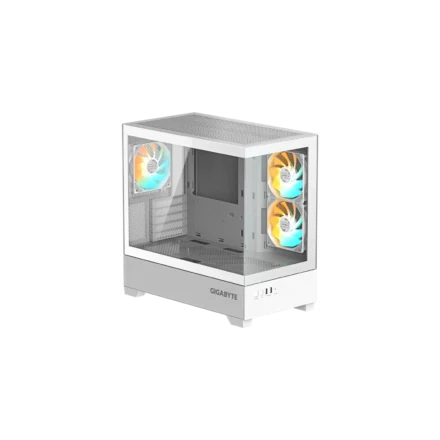 Gabinete | GIGABYTE | C201 Panoramic ICE White Mid Tower ARGB sin fuente