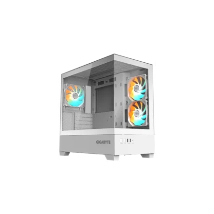 Gabinete | GIGABYTE | C201 Panoramic ICE White Mid Tower ARGB sin fuente