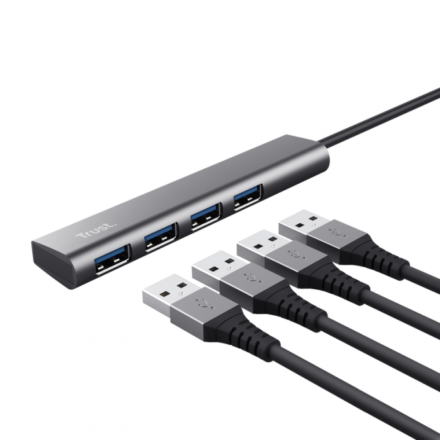 TRUST HALYX HUB USB-C A PUERTOS USB-A 3.2 GEN1 ALUMINIO