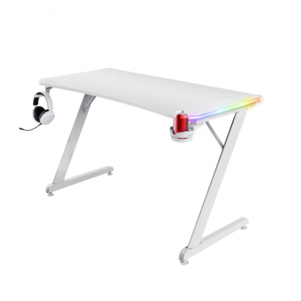 Escritorio Gamer | Trust Gaming | GXT 709W Luminus | RGB blanco 120 x 60 cm