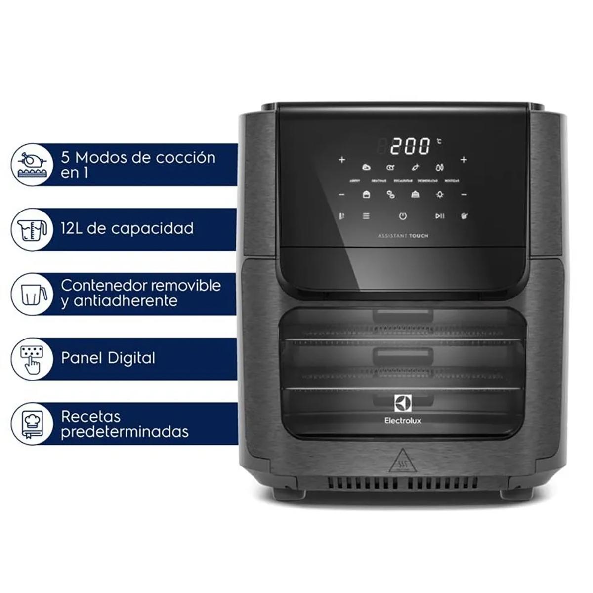 freidora de aire oven electrolux experience eaf90 digital 1500w 12l, grafito freidora de aire oven electrolux experience eaf90 digital 1500w 12l, grafito